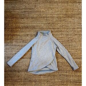 Athleta Gray Mock Neck Zip Front Cross Over Tunic Sweatshirt XXS